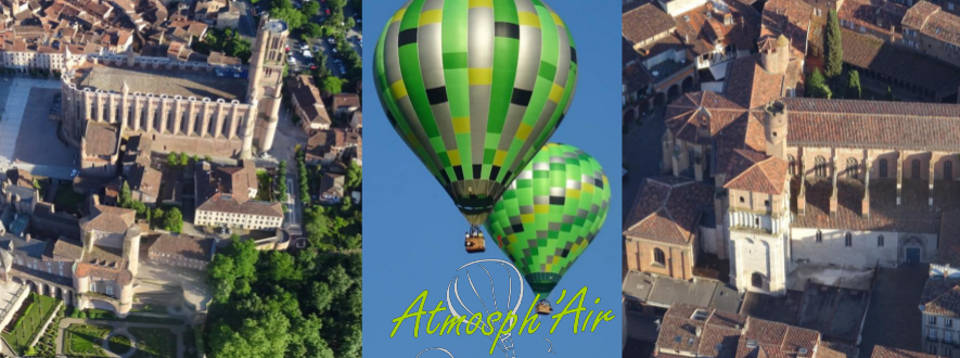 La Cathédrale et l'Eglise Saint Salvy d'Albi en montgolfière vues du ciel