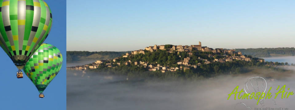 Le Tarn et Cordes dans la brume en montgolfière