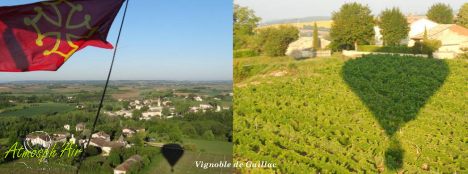 Vol au dessus du vignoble de Gaillac en montgolfière