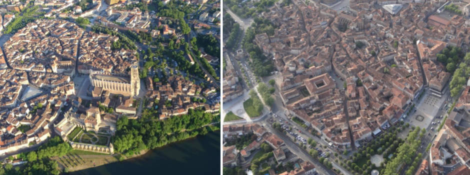 La cité épiscopale d'Albi classé à l'UNESCO vu du ciel en montgolfière