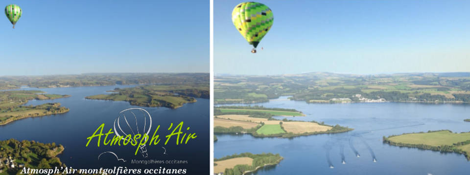 Départ en montgolfière de Salles Curan et survol du Lac de Pareloup